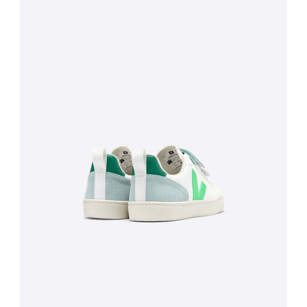 Veja V-10 CHROMEFREE Sko Barn White/Green | NO 741MQZ